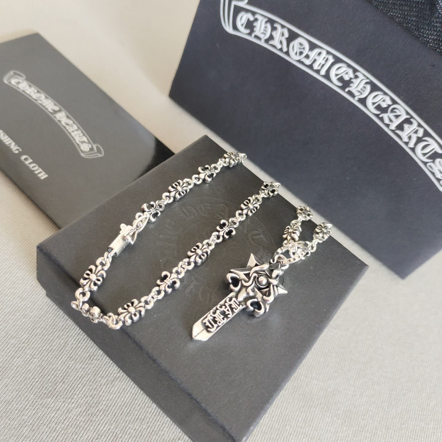 Chrome Hearts Chromecarts Silver Key Pendant Necklace